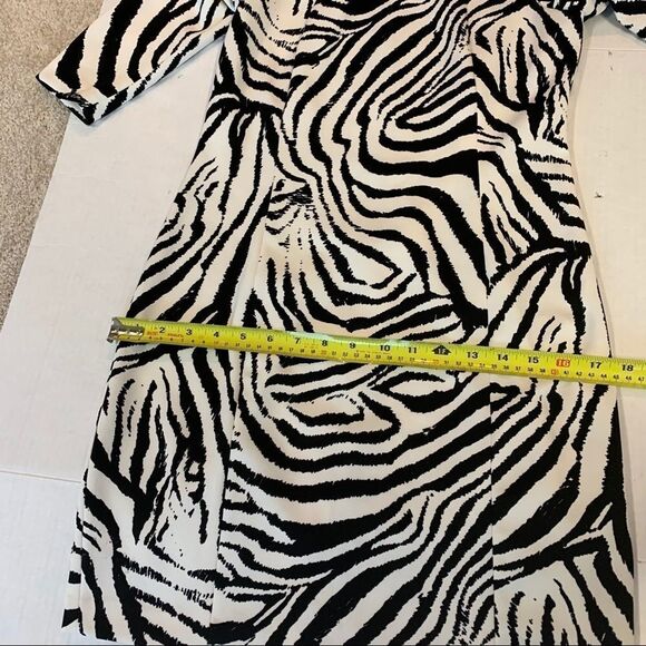 ZARA black White long Sleeve Zebra Print Bodycon cocktail mini Dress Sz M - Picture 11 of 13